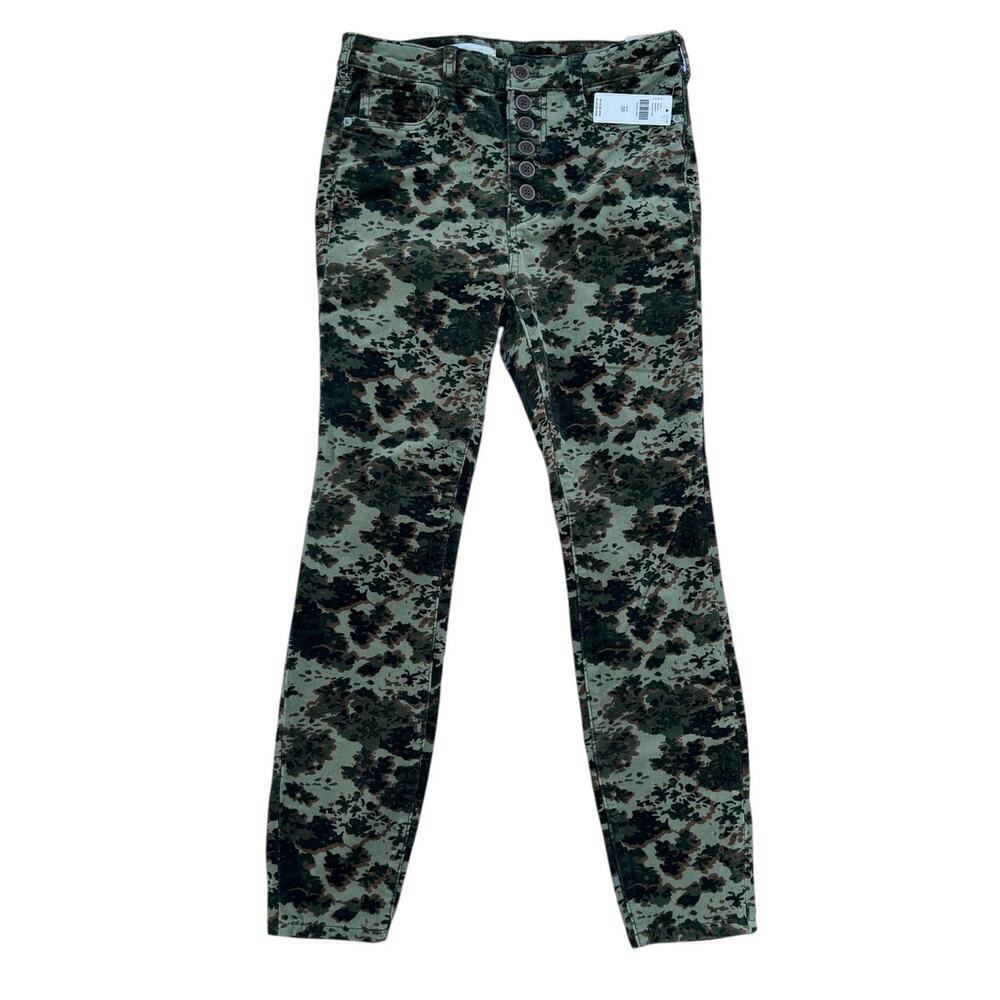 NWT Anthropologie Pilcro High Rise Camo Floral Corduroy Skinny Leg Pant Size 28 - Picture 2 of 8